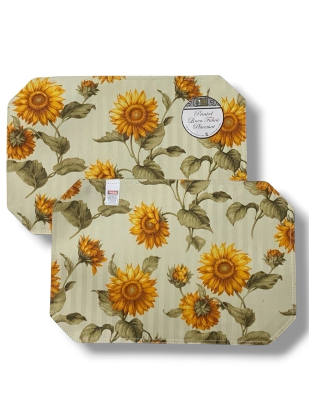 Placemats 8 Sunflower Fabric Reversible Printed Linen Set Multicolor Yellow